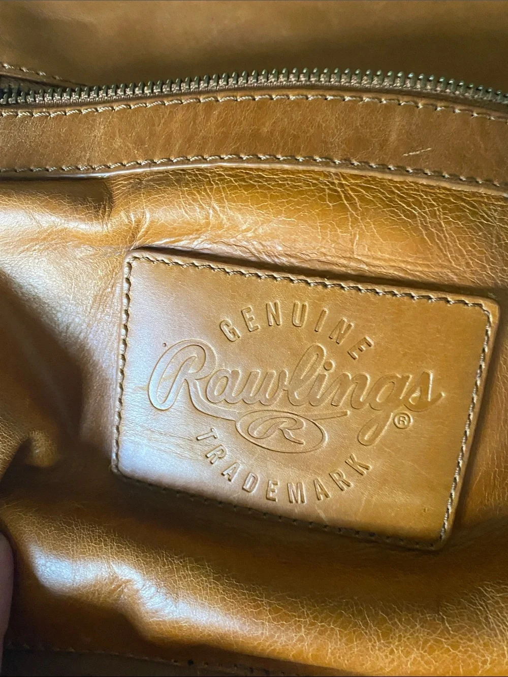 Rawlings Tan Leather Backpack with Front Zip Pocket